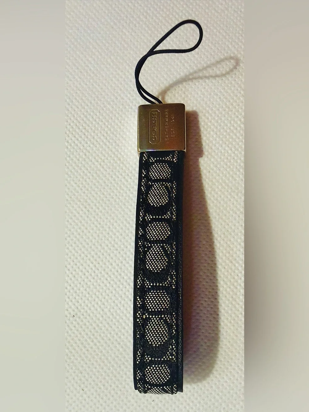 Coach Black Signature Canvas Phone Charm